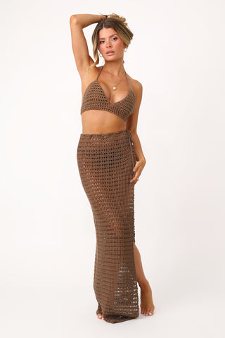 Model wearing the Caterina Crochet Bikini Top.