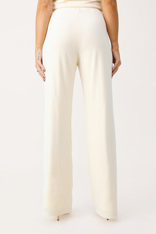 CHAMPAGNE PROBLEMS CREAM RIBBED VELOUR PANT