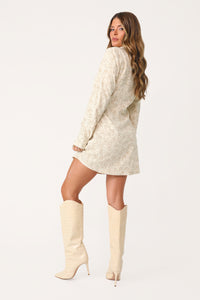 Model wearing the Dandelion Darling Floral Cinch Dress.