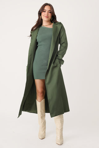 MAKING MOVES GREEN TRENCH COAT