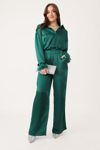 AFTER HOURS EMERALD GREEN SATIN PJ PANT