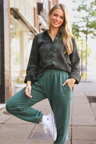 Model wearing Cooler Nights Sweat Pant.