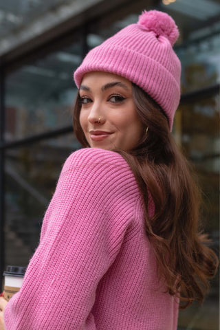 SNOW MUCH LOVE PINK BEANIE