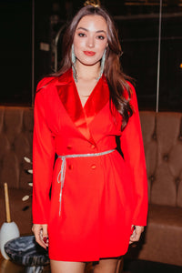 THE NIGHT IS YOUNG RED BLAZER DRESS