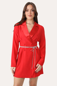 THE NIGHT IS YOUNG RED BLAZER DRESS
