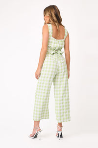 Back view of model wearing Chloe Gingham top.